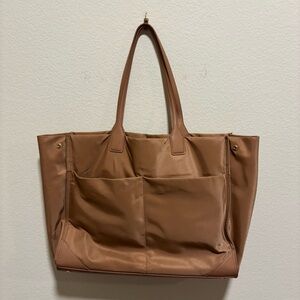 Quince Women’s Brown Nylon Tote Bag - Casual Everyday Shoulder Bag